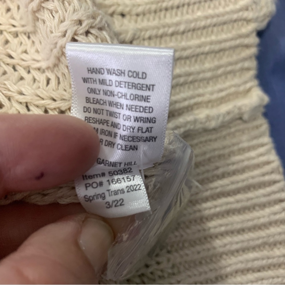 Garnet Hill Cream Chunky Knit Button-Front Cardigan - Picture 12 of 12